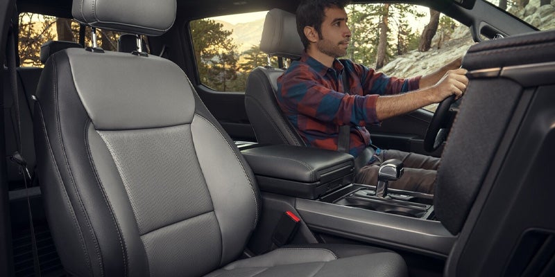 The interior design of the ford f-150 lightning.