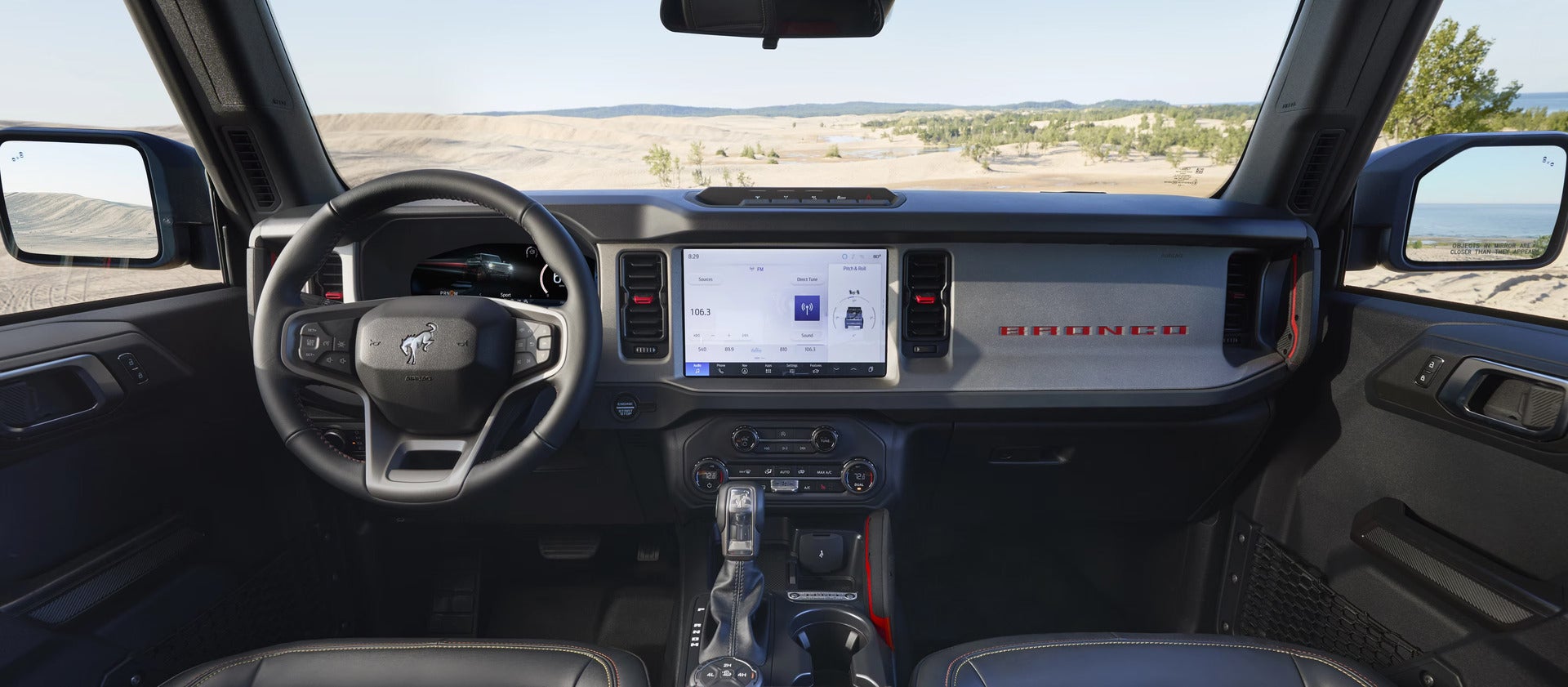 The front dash of a ford bronco.