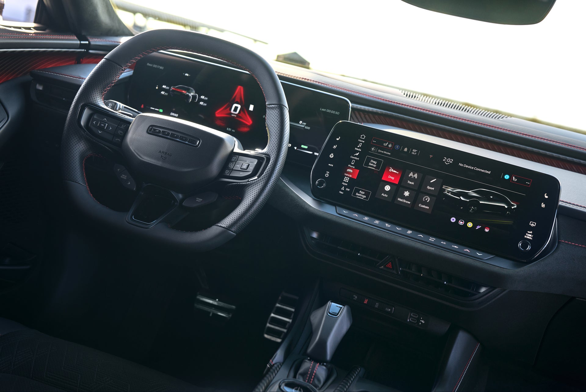 The front dash of a charger.