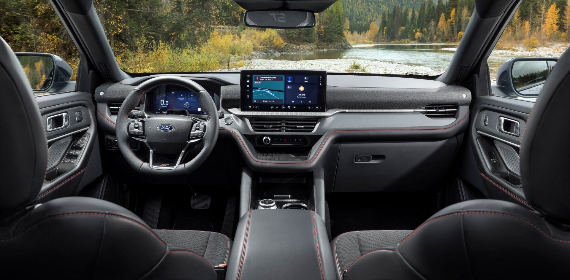 The interior design of the ford explorer.