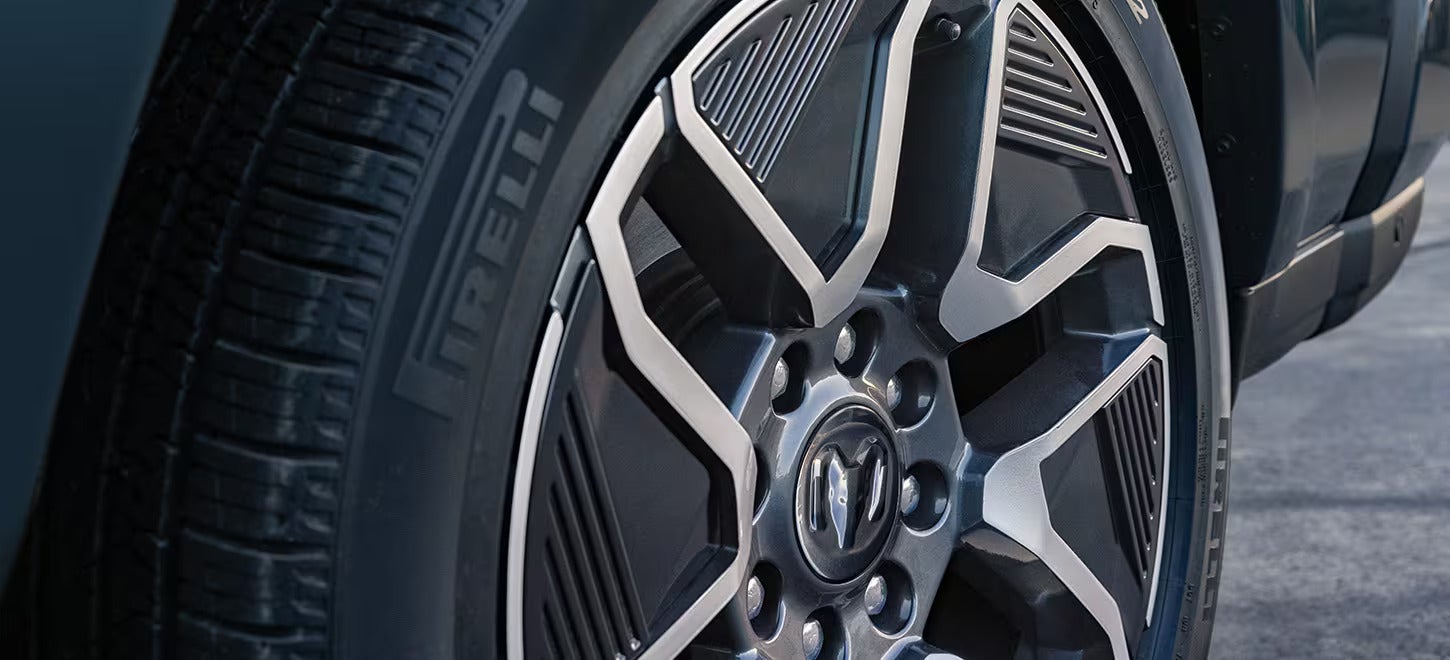 close up of a tire on the 2025 ram 1500 rev