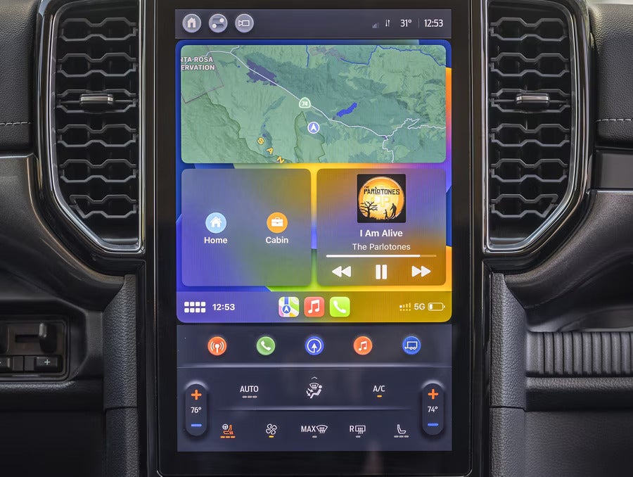 The front display screen in a ford ranger.