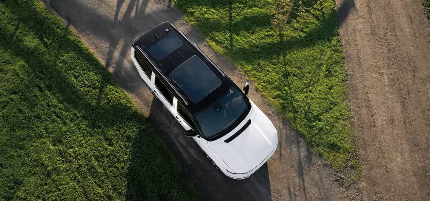 An over the head view of a grand wagoneer.