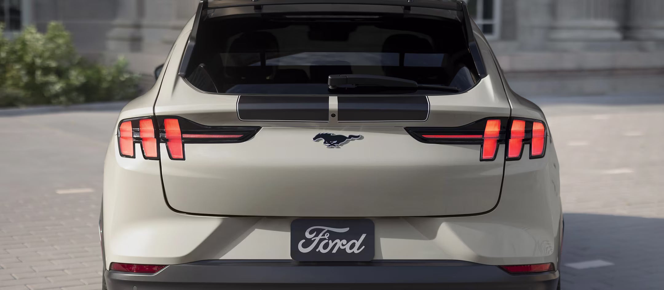 A close look at the rear end of the mustang mach-e.