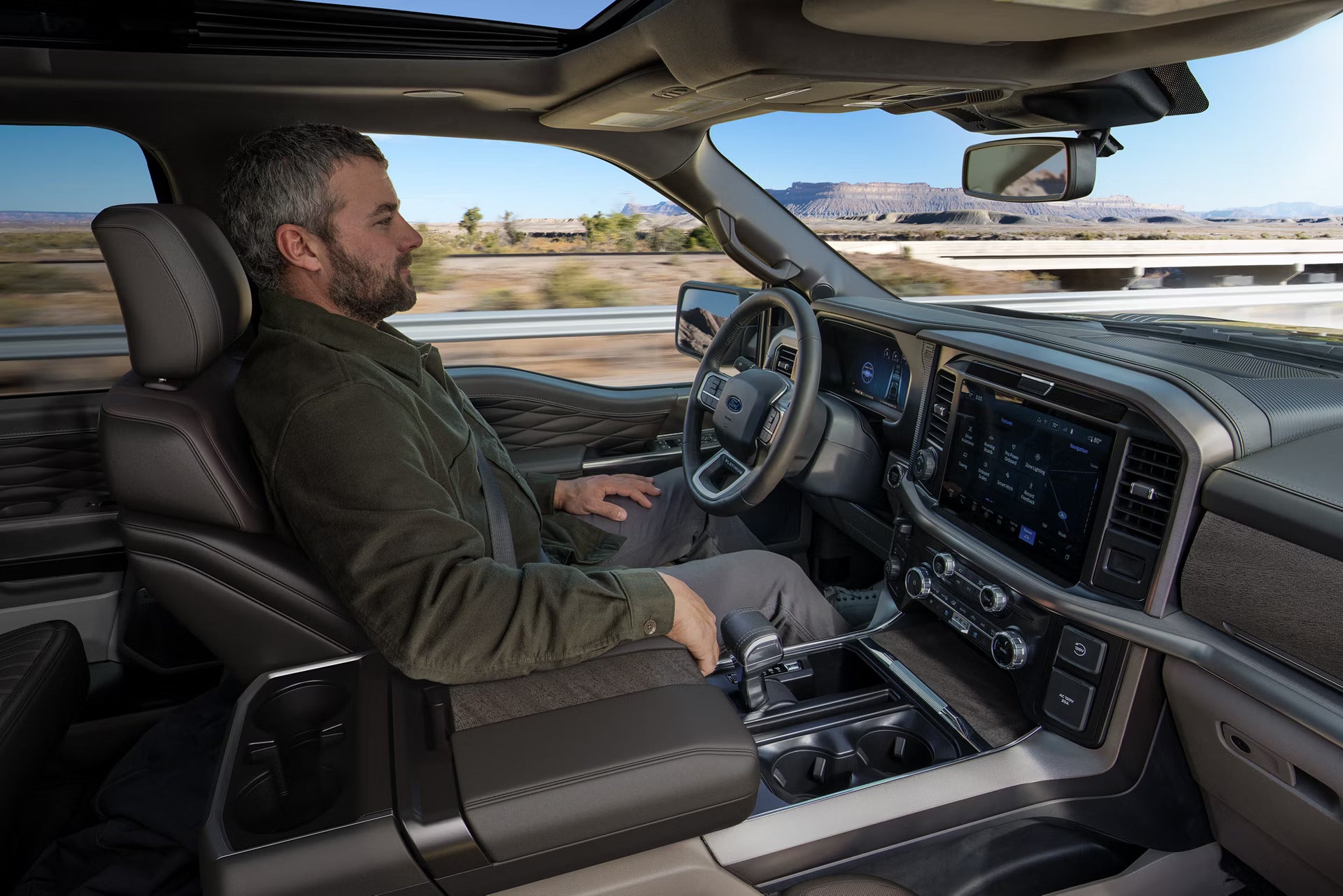 2026 Ford F-150 interior view of a man driving the truck