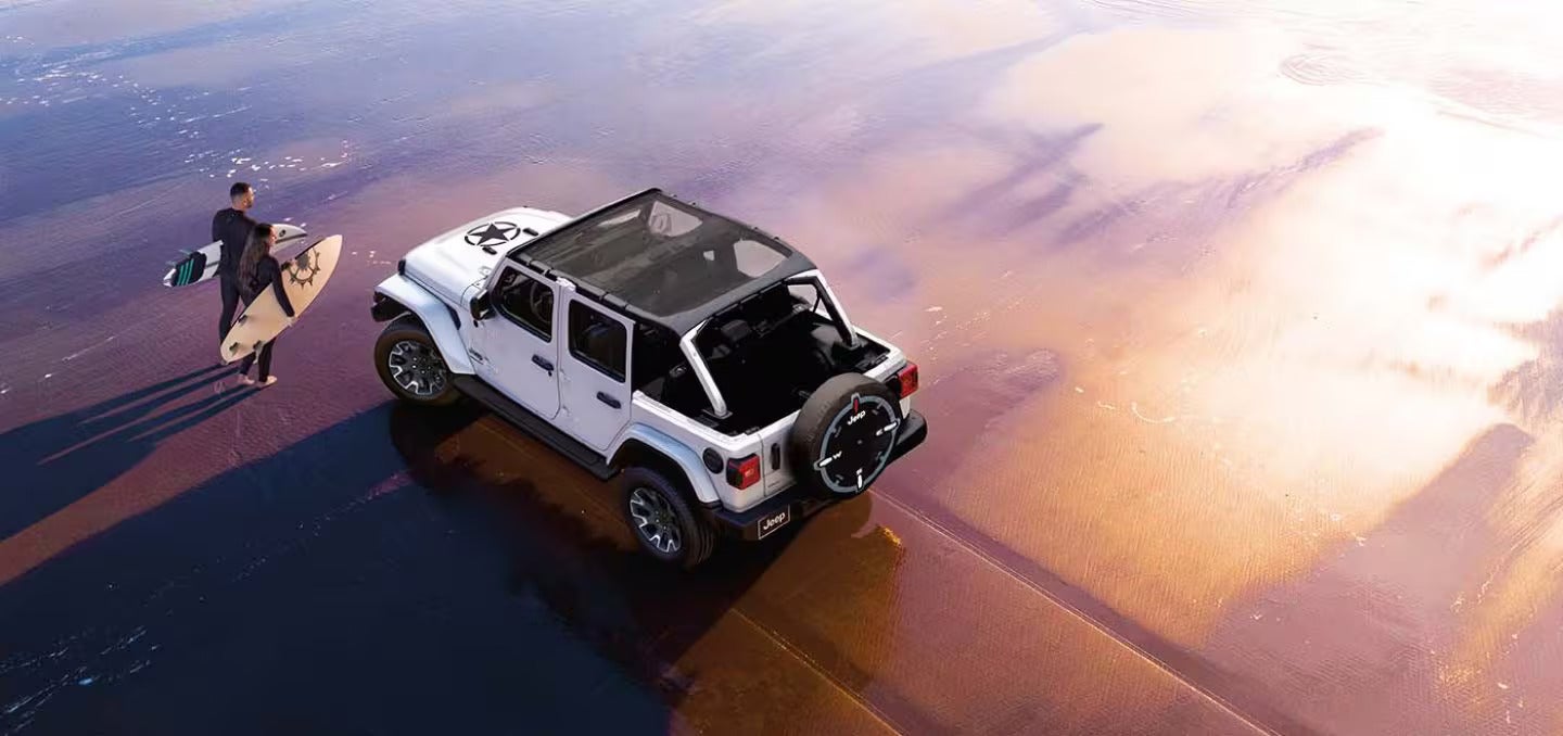 2026 Jeep Wrangler driving on the beach